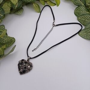 Heart Pendant Necklace with Black Cord